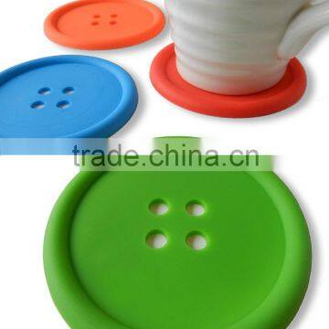 Cute Colorful Button Silicone Coaster Cup Mat Cushion Holder Drink Placemat