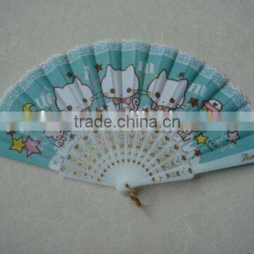 plastic with fabric spanish folding fan