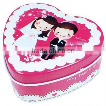 heart shape size95*95*40mm toy-print small thin beatiful metal love shaped tin box