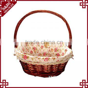 S&D Cheap Price Handmade Water Proof Wicker Disposable Willow Oval Gift Basket With Handle photo-3