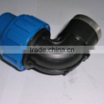 PP Compression Fitting 90 Degree Elbow PE Pipe Fitting With Threaded