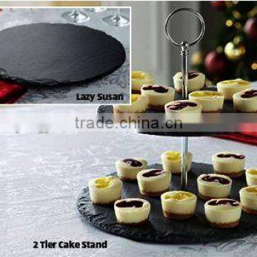 2 tier slate cake stand