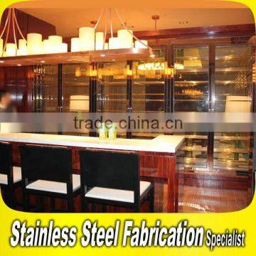 Foshan Custom Made Hotel Bar Stainless Steel Wine Rack Wine Display Cbinet