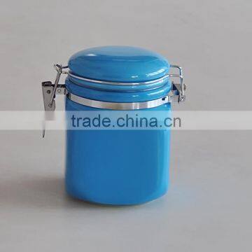 Colorful Solid Square Ceramic Jar With Lid, Ceramic Canister For Fruit and Honey photo-6