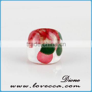 Rose Flower Resin Ring Newest Deisgn Clear Resin Real Flower Ring Jewelry photo-2