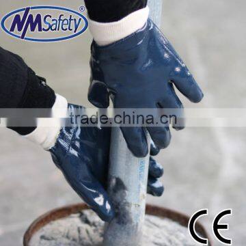 NMSAFETY oil proof working gloves heavy duty nitrile gloves full coated three dipping import nitrile gloves