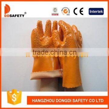 DDSAFETY Hot Sale Orange PVC Gloves With Rough Chip Finished Gloves