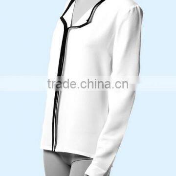OEM Ladies Long Sleeve White Chiffon Blouse photo-4