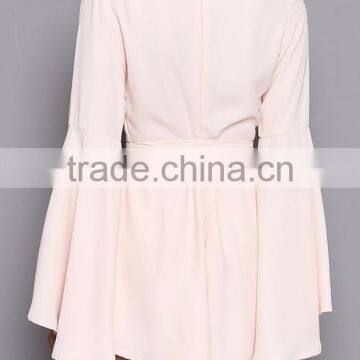 New Arrival Pretty Lovely Long Sleeve v Neckline Pink Romper Playsuits for Women photo-3