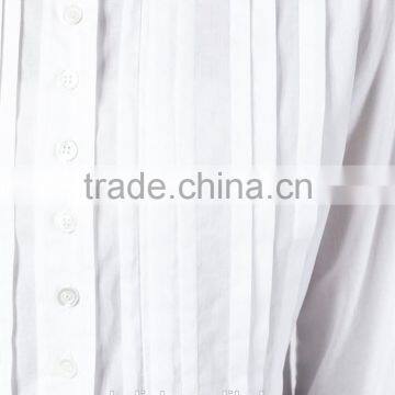 High Quality Ladies Fancy White Pleated Blouse Fashion Design photo-4
