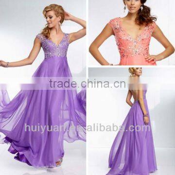 Cap Sleeves Beaded Bodice Short Sleeve Bridesmaid Dress