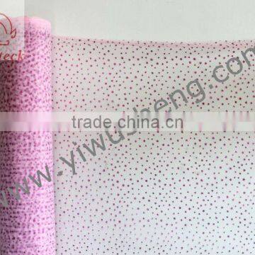 Glitter star pink polyester tutu tulle fabric roll, 6"x100yd (60"x100YD) Tutu skirt material,