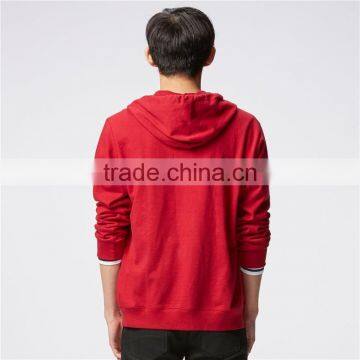 Men Red Sweat Lightweight Full Zip Men Stylish Hoodie Wholesale photo-3