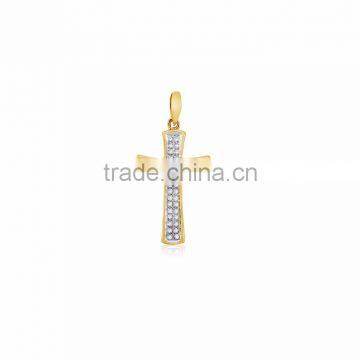 Gold Plated CZ Studded Cross Pendant