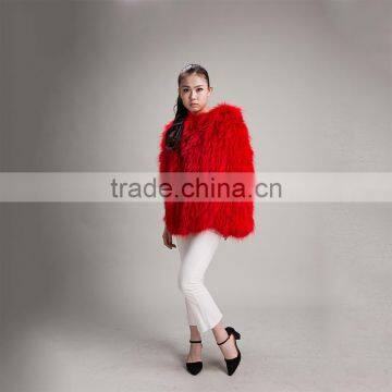 Myfur Lady Genuine Red Raccoon Fur Knit Jacket Coat for Women photo-2
