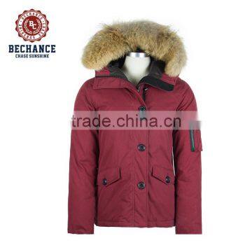 Winter down jacket for women with fur hood