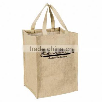 Eco-Friendly Supersized Grocery Jute Tote Bag - features cotton webbed handles and comes with your logo.