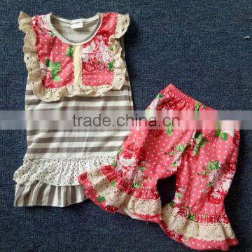 hot sale dress 2pcs outfit wholesale pernickety christmas children girls ruffle outfit