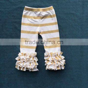 Hot Sale Baby Girls Childrens Triple Cotton Pants Girls Ruffle Leggings Pants Kids Clothing QL-247