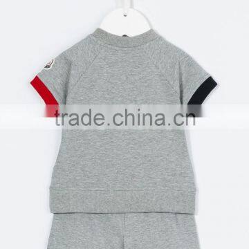 2017 New Design Custom Summer Kids Color Block Tracksuit Clothes Set Kids Active Wear Baby Clothes Set