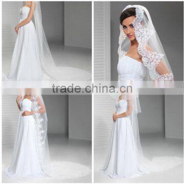 Wholesale White Wedding Veil One Layer Soft Tulle 3m Lace Wedding Veils Ivory Wedding Veil photo-3
