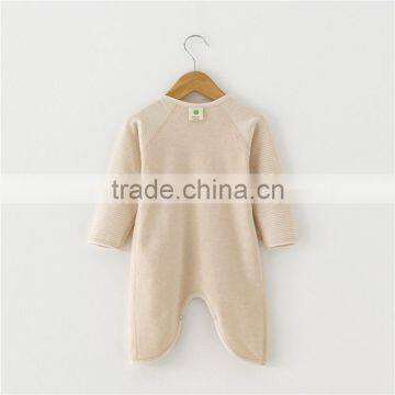 Wholesale 100% Organic Cotton Baby Clothes Newborn Romper Long Sleeves Plain Blank Baby Bodysuit photo-4