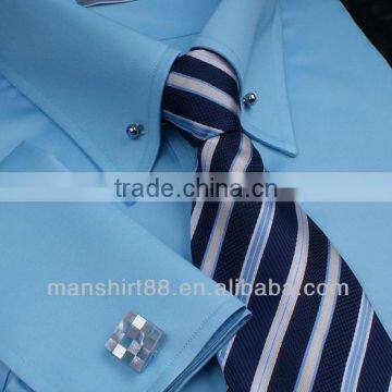 2017 Light Blue French Cuff Men Dress or Tuxedo Shirt photo-3