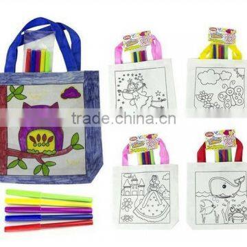 Kids Tote Bag With Felt Tip Colour Pens Art Craft Design Washable Bag Gift Diy