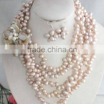 Amazzing desian!!! Your beautiful big freshwater light pink pearl beads necklace earrings