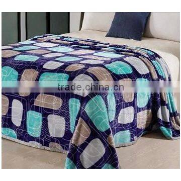 100% Polyester Dark Color Square Print Flannel Fleece Blanket, Bedding Blanket
