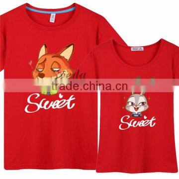 New Movie Zootopia Couple T-Shirt,Cartoon T-shirt wholesale price