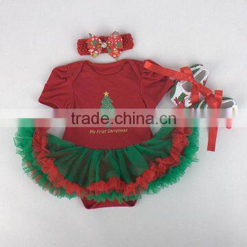 2014 hot sales Hottest fashion baby long sleeve rhinestone Christmas tree Halloween romper dress