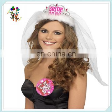 Bride To Be Hen Night Party Plastic Wedding Tiara with White Veil HPC-0943