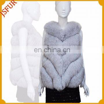 Luxury women warm fox fur vest coat with genuine fox fur waistcoat for ladies