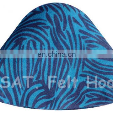 beautiful color 100 wool felt hat body, printed hat hood