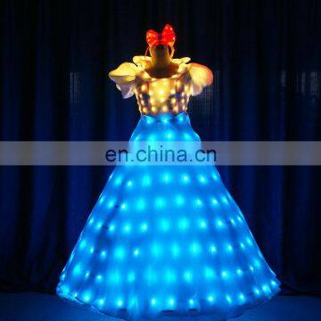 LED Snow White Luminous Stage Show dress,lighting up dress