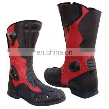 Men & women Black and Red Genuine Leather Motorbike Boots