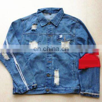 wholesale distressed denim jackets -new age gothic cotton denim jacket with embroider flowers for ladies