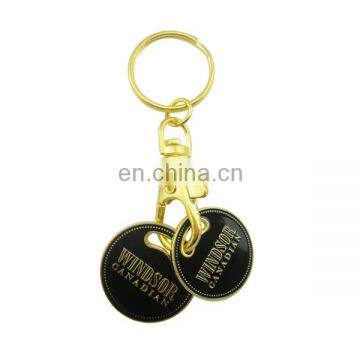 custom promotional metal plate gold coin keychain trolley token