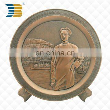 Custom commemorative plate embossed metal plate souvenir plate