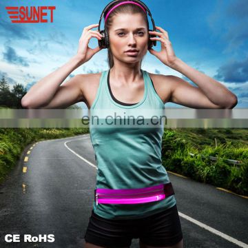 New 2018 Outdoors Running Sport Bag Chargeable LED Light Waist Belt Bag For Wholesale Shenzhenn Safety Belt