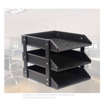 Laundry Storage Bucket Bookcase by Leather Document Holder Desktop Storage Organizer Data Racks Office Supplies,Black t for Bedroom Bathroom (Color : Brown) photo-5