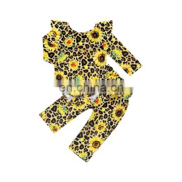 Newborn Baby Girl Clothes Sunflower Outfit Long Sleeve Bodysuit With Matching Pant Infant Clothing Set