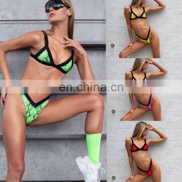Retro Swimwear Women 2019 Push Up Bikini Set Snake Skin Printed Swimsuit Brazilian Monokini Thong Trikini Badpak Banadores Mujer