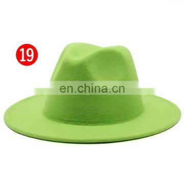 20colors New Manufacture Hot Sell New Design Woolen Wide Brim Jazz Fashion Autumn Winter Fedora Hats Men Women's Fedora Hat Cap photo-7