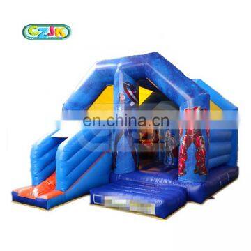 small pvc commercial superhero jumping castle air boncer bounce house combo for sale