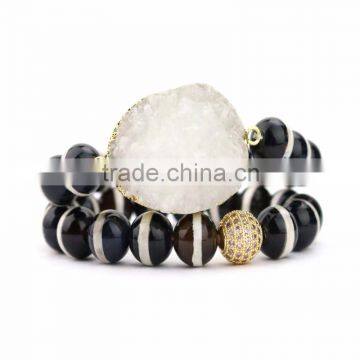 FULL-0346 New item wholesale beaded natural druzy stone bracelet