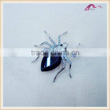 Fashion Blue Crystal Big Spider Animal Safety Pin Brooch