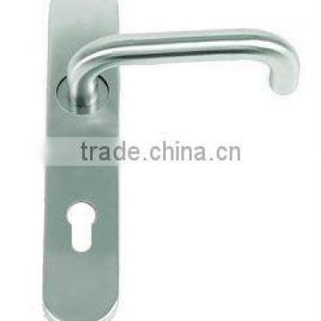 Hollow Stainless Steel Lever Type Door Handle with Plate