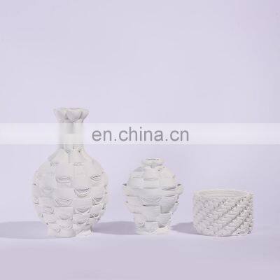 Nordic 3D Print White Modern Interior Living Room Porcelain Ceramic Flower Vase For Home Decoration photo-2